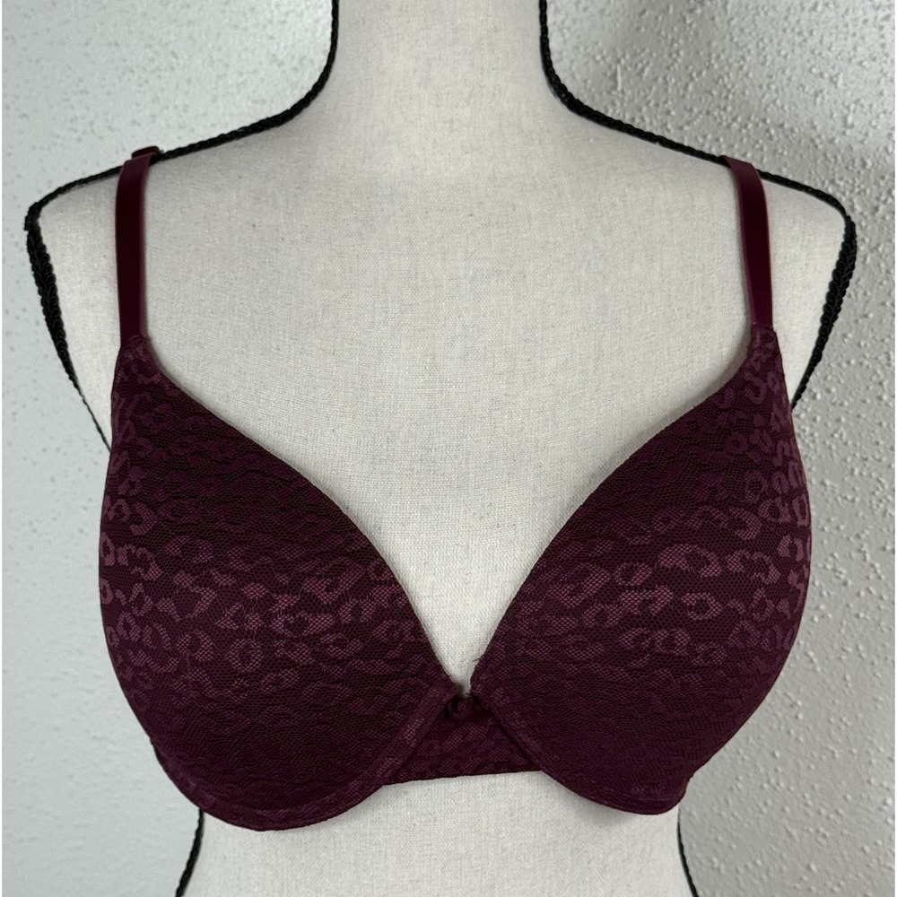 Victoria's Secret PINK Wear Everywhere Push-Up Bra Red Wine/ Ruby Size 38C